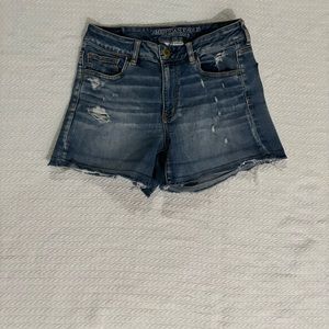 American Eagle high rise shortie woman's holes superstretch jean shorts